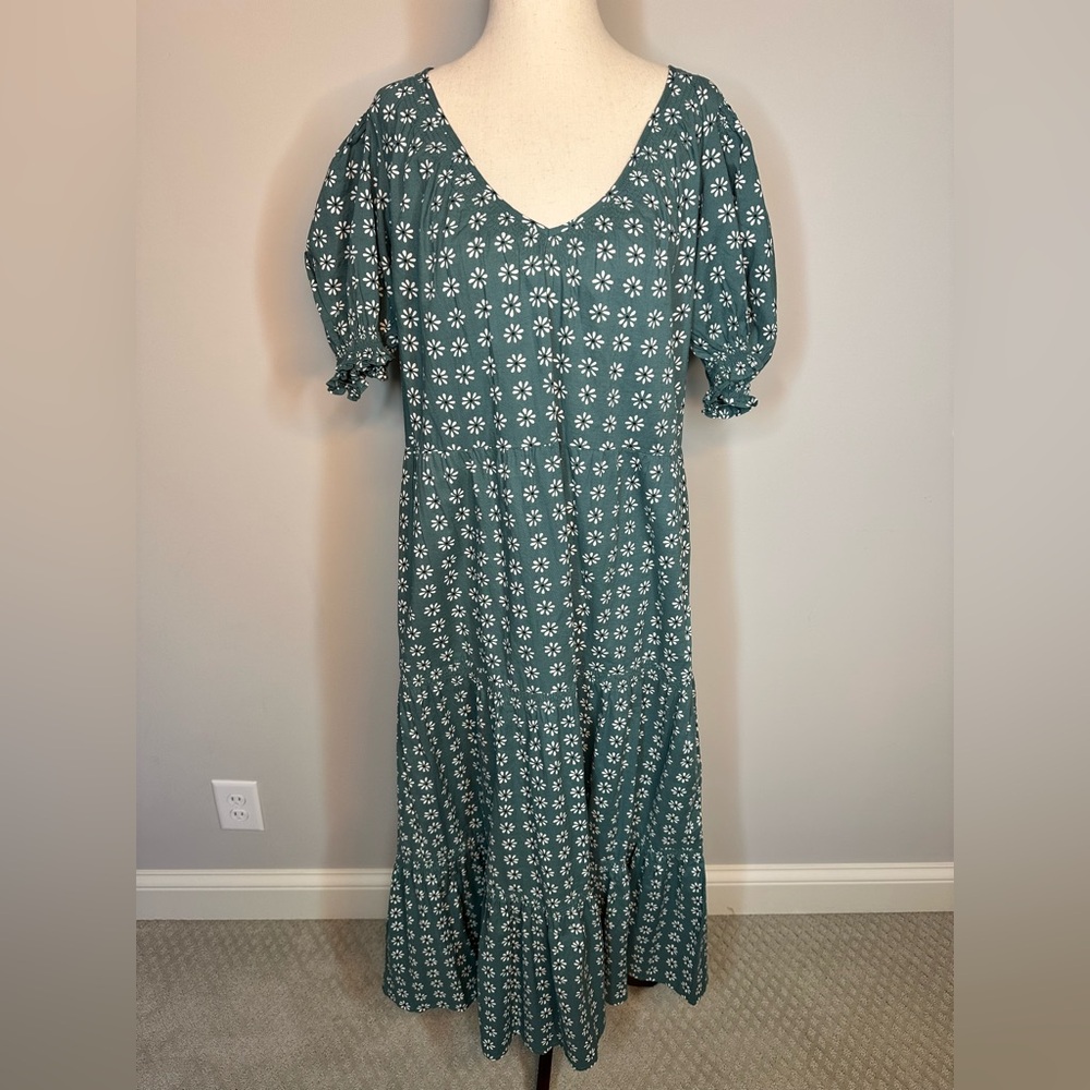Sz 3 or L The Great green Dakota Midi Dress Floral Printed Puff Sleeve Cotton - Picture 3 of 13